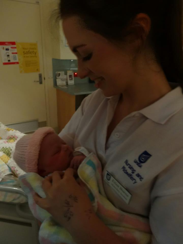 This is me holding my honourary niece Lexi - she was the first baby I ever 'caught' <3