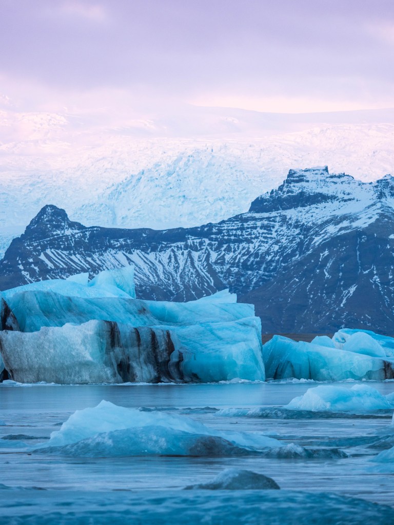 Ice caves, glaciers and lagoons in southern Iceland