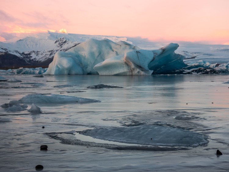 Ice caves, glaciers and lagoons in southern Iceland